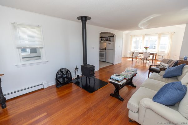 Dining room, Fireplace, Interior, Living room, Wood Texture Flooring