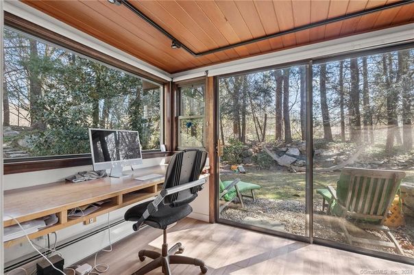 Home Office, Interior, Sun Room, Wooden Ceilings, Wood Texture Flooring