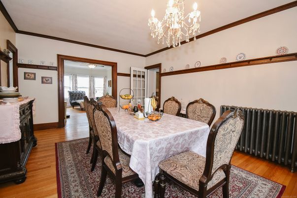 Chandelier, Dining room, Interior, Wood Texture Flooring