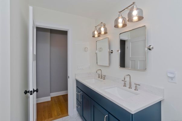Bathroom, Dual Sink Vanities, Interior, Wood Texture Flooring