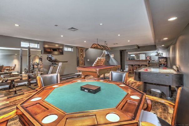 Billiard Table, Fitness Equipment, Game Room, Gym, Interior, Pendant Lights, Recessed Lighting