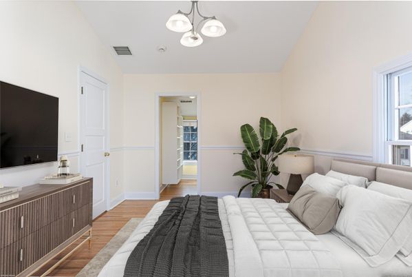 Bedroom, Interior, Pendant Lights, Wood Texture Flooring