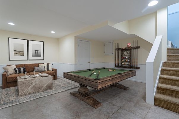 Billiard Table, Game Room, Interior, Recessed Lighting