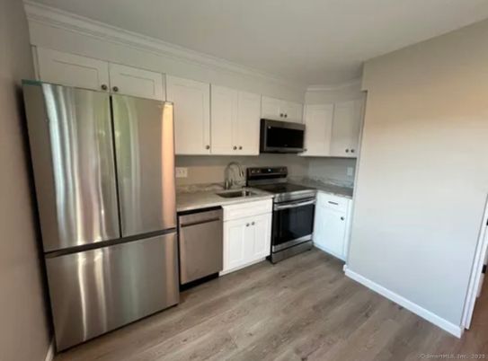 Interior, Kitchen, Stainless Steel Appliances, Wood Texture Flooring