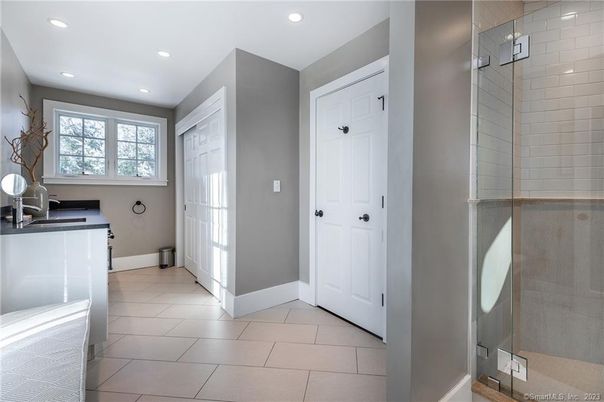 Bathroom, Glass Shower, Interior, Recessed Lighting