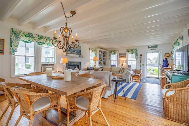 Chandelier, Dining room, Fireplace, Interior, Living room, Wood Texture Flooring
