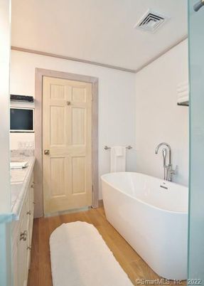 Bathroom, Free Standing Baths, Interior, Wood Texture Flooring
