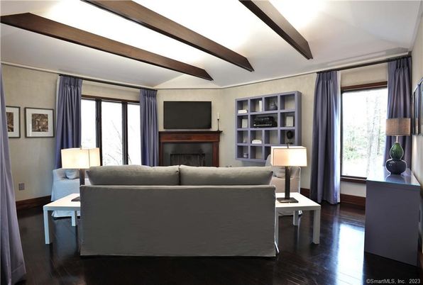Fireplace, Interior, Living room, Wooden Beams, Wood Texture Flooring