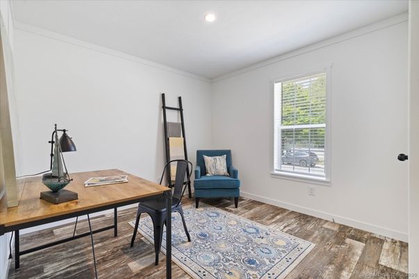 Home Office, Interior, Recessed Lighting, Wood Texture Flooring