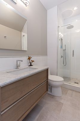 Bathroom, Glass Shower, Interior, Recessed Lighting