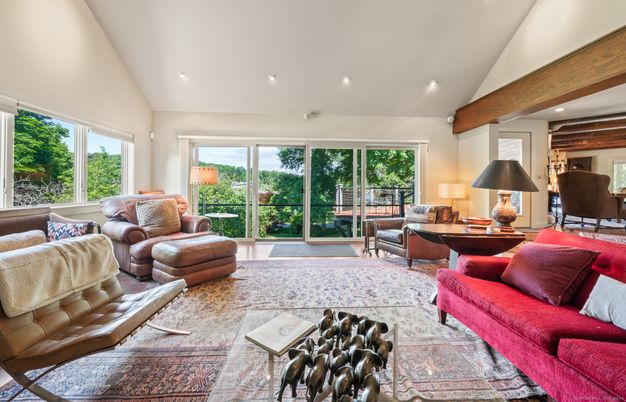 Interior, Living room, Recessed Lighting, Wooden Beams