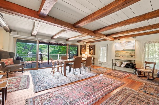 Dining room, Interior, Wooden Beams, Wood Texture Flooring