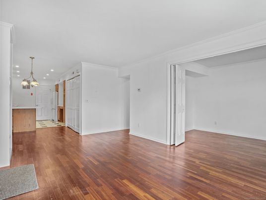 Empty room, Interior, Kitchen, Pendant Lights, Recessed Lighting, Wood Texture Flooring