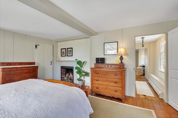 Bedroom, Fireplace, Interior, Wood Texture Flooring