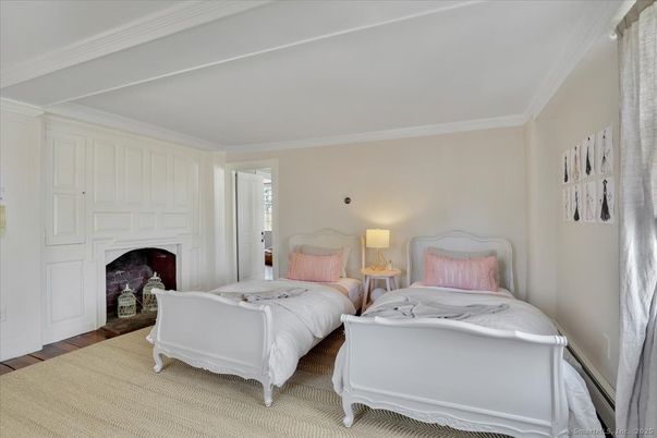 Bedroom, Fireplace, Interior, Wood Texture Flooring