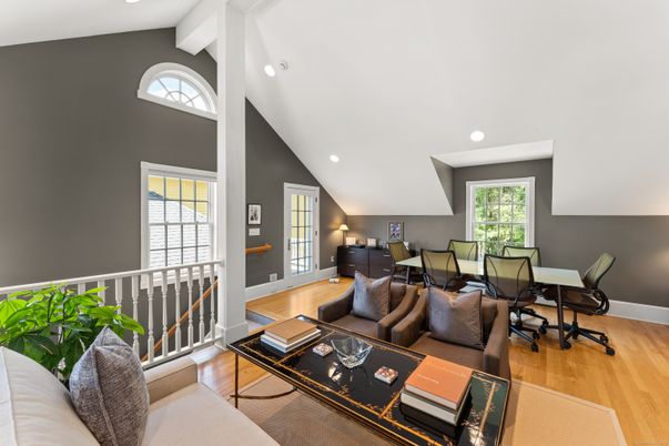 Dining room, Interior, Living room, Recessed Lighting, Wood Texture Flooring