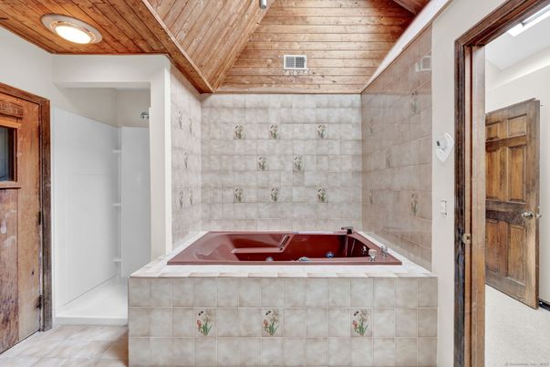 Bathroom, Interior, Recessed Lighting, Wooden Ceilings