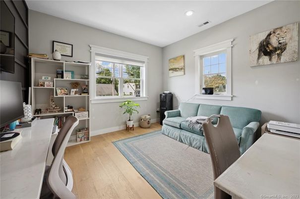 Home Office, Interior, Recessed Lighting, Wood Texture Flooring