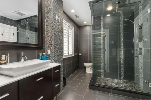 Bathroom, Glass Shower, Interior, Recessed Lighting