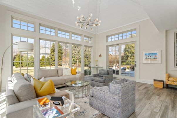 Interior, Living room, Pendant Lights, Wood Texture Flooring