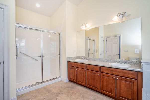 Bathroom, Dual Sink Vanities, Glass Shower, Interior, Recessed Lighting