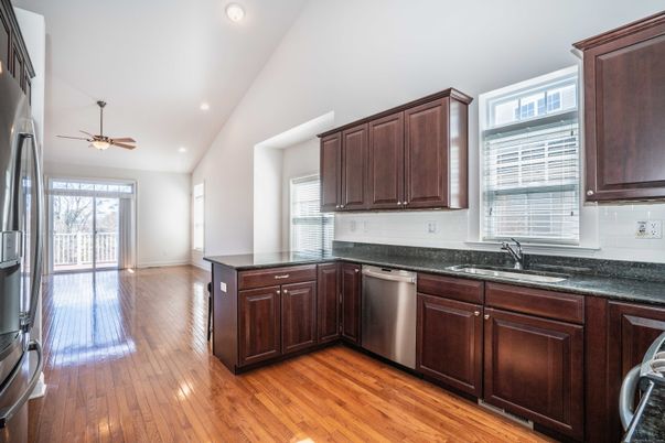 Interior, Kitchen, Recessed Lighting, Wood Texture Flooring
