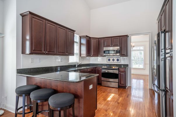 Interior, Kitchen, Stainless Steel Appliances, Wood Texture Flooring