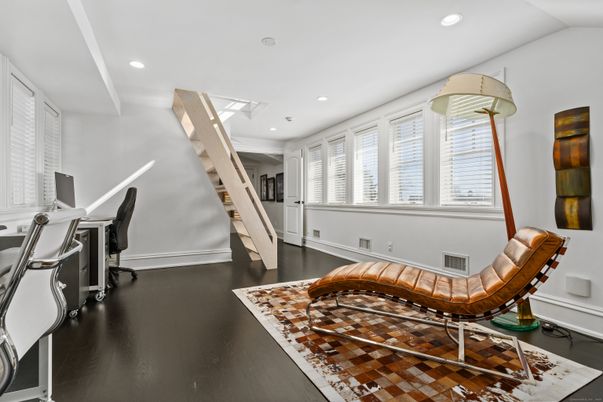 Fitness Equipment, Home Office, Interior, Recessed Lighting, Wood Texture Flooring