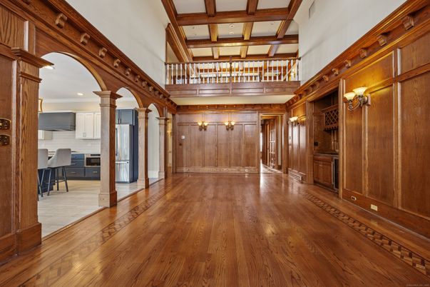 Interior, Kitchen, Recessed Lighting, Wooden Beams, Wood Texture Flooring