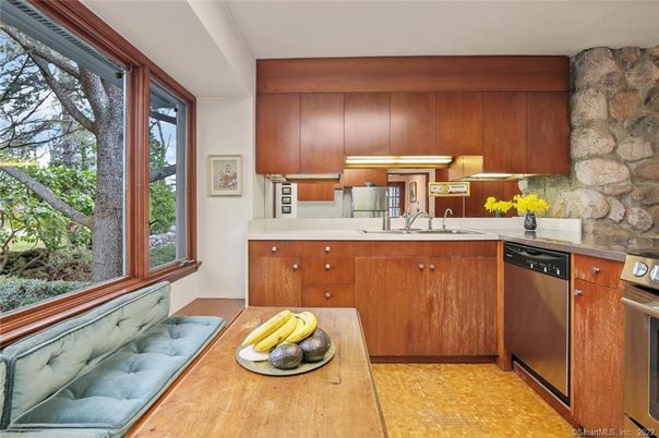 Interior, Kitchen, Stainless Steel Appliances, Stone Walls
