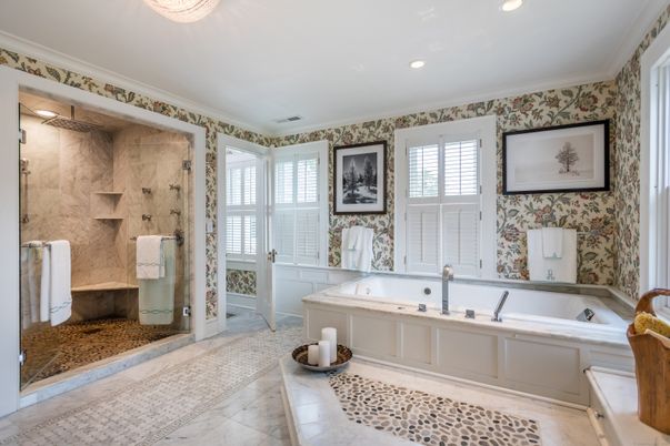 Bathroom, Glass Shower, Interior, Recessed Lighting