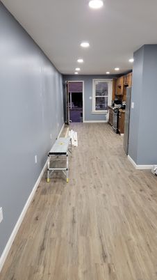 Interior, Kitchen, Recessed Lighting, Wood Texture Flooring