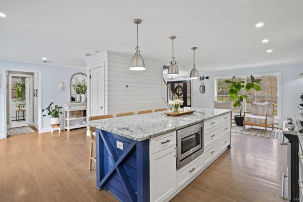 Interior, Kitchen, Pendant Lights, Recessed Lighting, Wood Texture Flooring