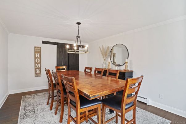 Chandelier, Dining room, Interior, Pendant Lights, Wood Texture Flooring