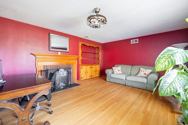 Fireplace, Home Office, Interior, Wood Texture Flooring