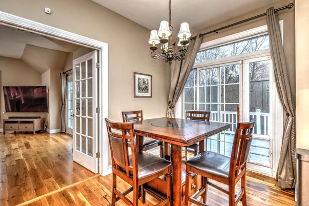 Chandelier, Dining room, Interior, Wood Texture Flooring