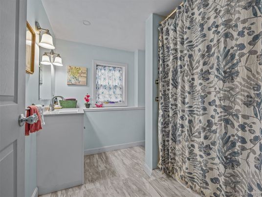 Bathroom, Interior, Recessed Lighting, Wood Texture Flooring