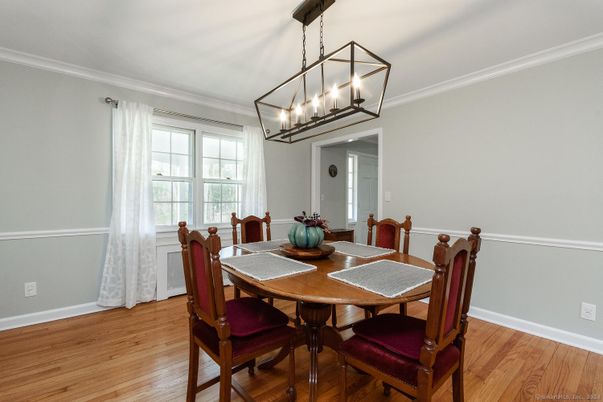 Chandelier, Dining room, Interior, Pendant Lights, Wood Texture Flooring