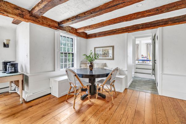 Dining room, Interior, Wooden Beams, Wood Texture Flooring