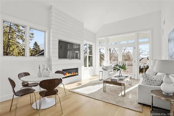 Dining room, Fireplace, Interior, Living room, Wood Texture Flooring