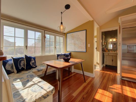 Dining room, Interior, Kitchen, Living room, Pendant Lights, Stainless Steel Appliances, Wood Texture Flooring