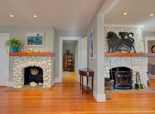 Fireplace, Interior, Recessed Lighting, Wood Texture Flooring