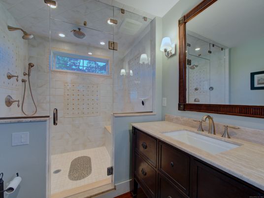 Bathroom, Glass Shower, Interior, Recessed Lighting