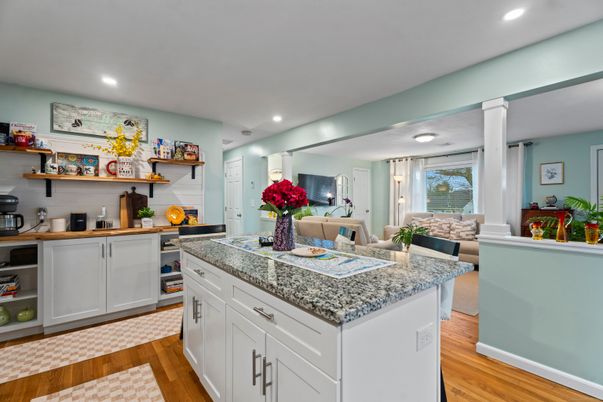 Interior, Kitchen, Recessed Lighting, Wood Texture Flooring