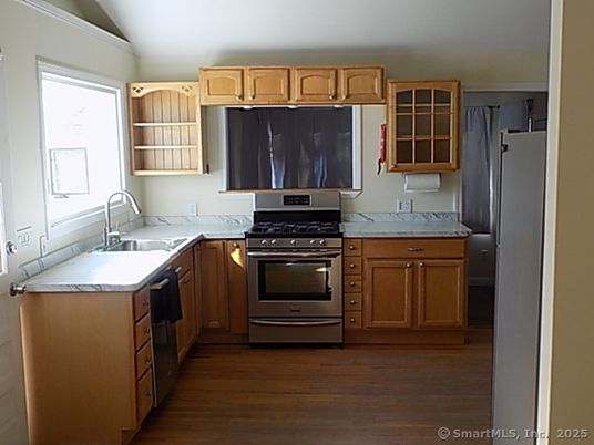 Interior, Kitchen, Stainless Steel Appliances, Wood Texture Flooring