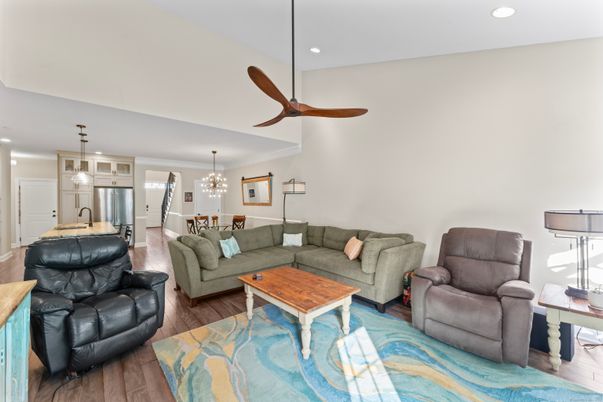 Dining room, Interior, Kitchen, Living room, Pendant Lights, Recessed Lighting, Wood Texture Flooring