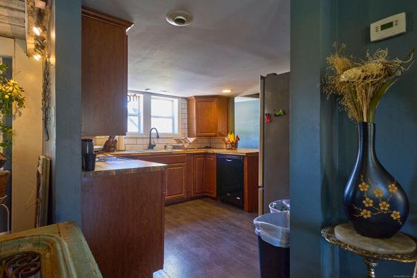 Interior, Kitchen, Recessed Lighting, Wood Texture Flooring