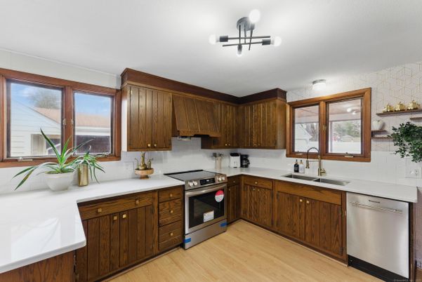 Interior, Kitchen, Stainless Steel Appliances, Wood Texture Flooring
