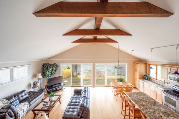 Dining room, Interior, Kitchen, Living room, Wooden Beams, Wood Texture Flooring