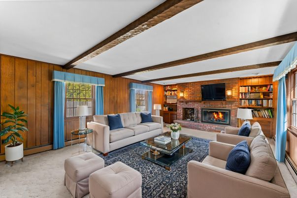 Fireplace, Interior, Living room, Stone Walls, Wooden Beams, Wooden Walls